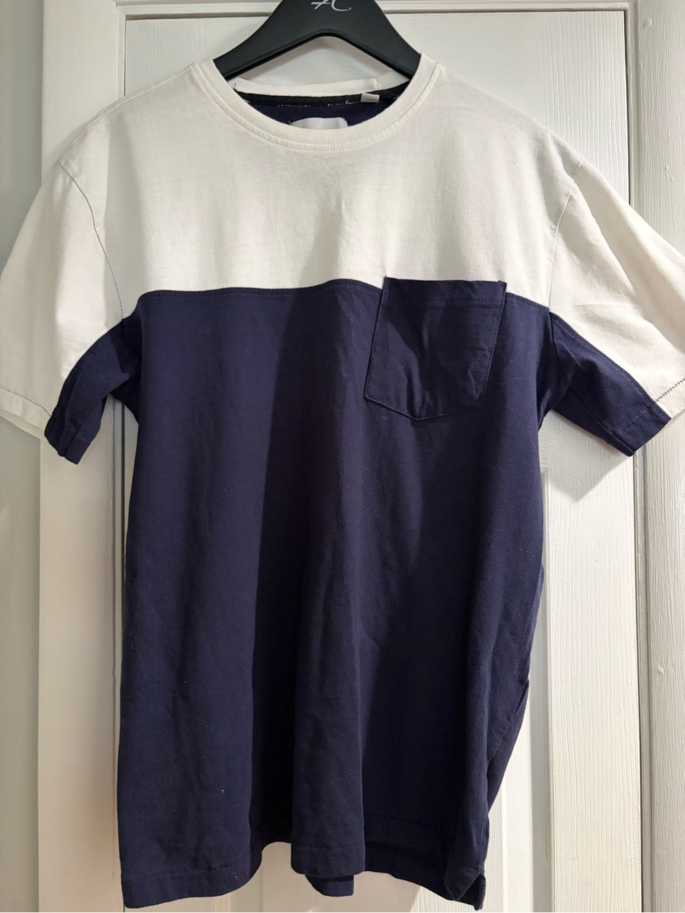 Paper Denim & Cloth Navy and White Two-Tone Pocket Tee